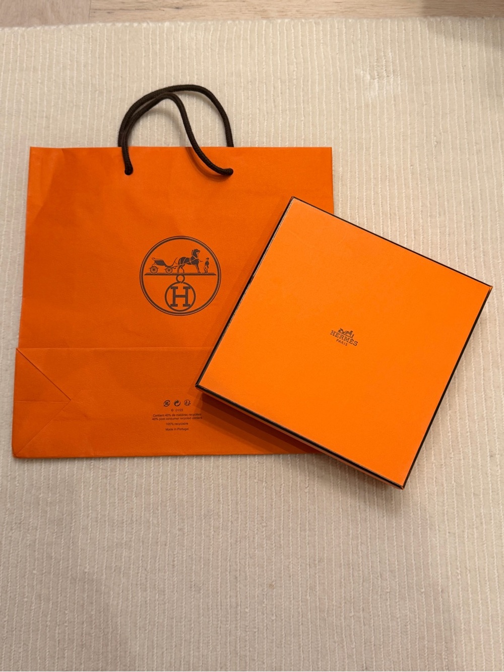 Authentic Hermes Box and Shopping Bag